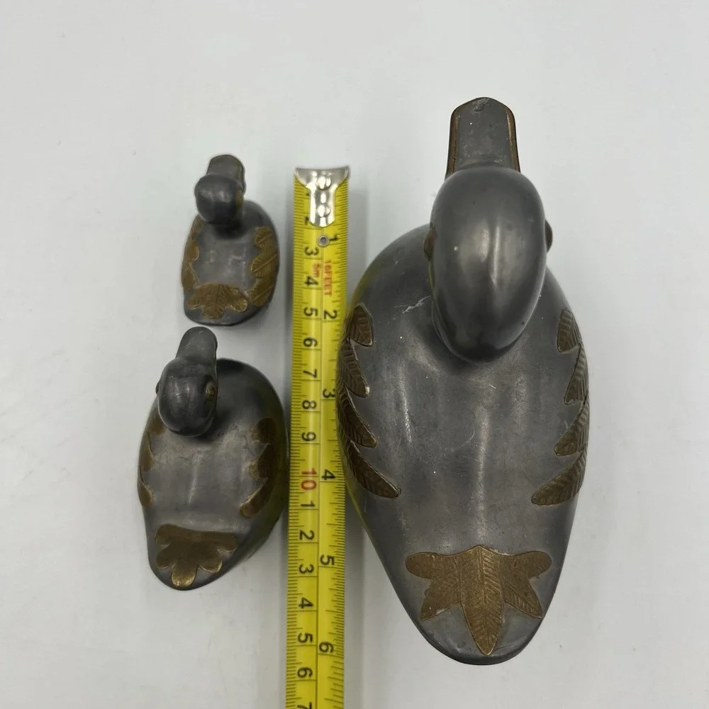Vintage‎ Pewter Brass Nesting Duck Trinket Boxes Set of 3 Made in Hong Kong